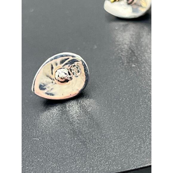 Vintage Sterling Silver Natural Dark Opal Stud Earrings Rope Border 13mm Pair - Picture 7 of 12